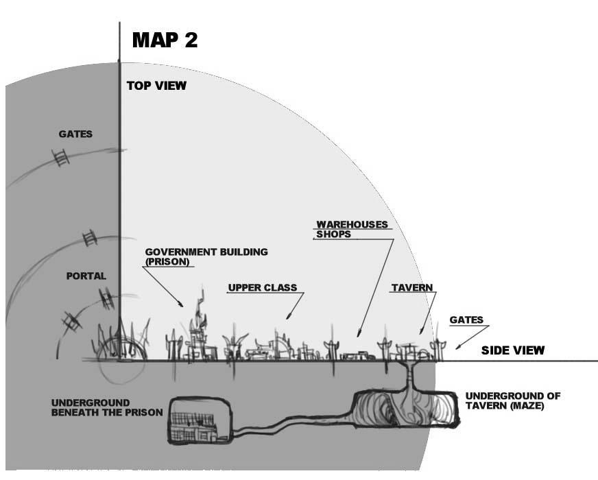 Planescape Torment Concept - Curst city area scheme by James Lim (1999)