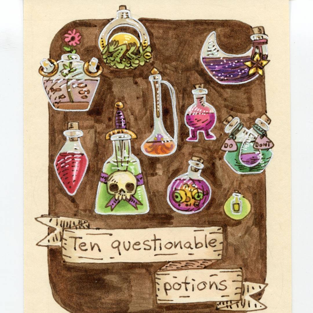 redjarojam "Ten Questionable Potions", 12 Days of Critmas - by Jared DeCosta (redjarojam) www.instagram.com/redjarojam (2017-12) © dell'autore tutti i diritti riservati